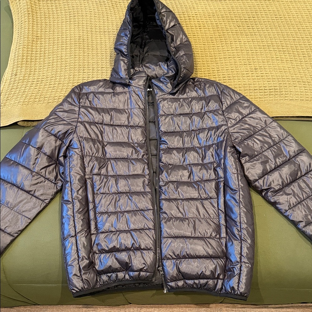 Fashion Nova Men's Hooded Quilted Puffer Jacket - Black